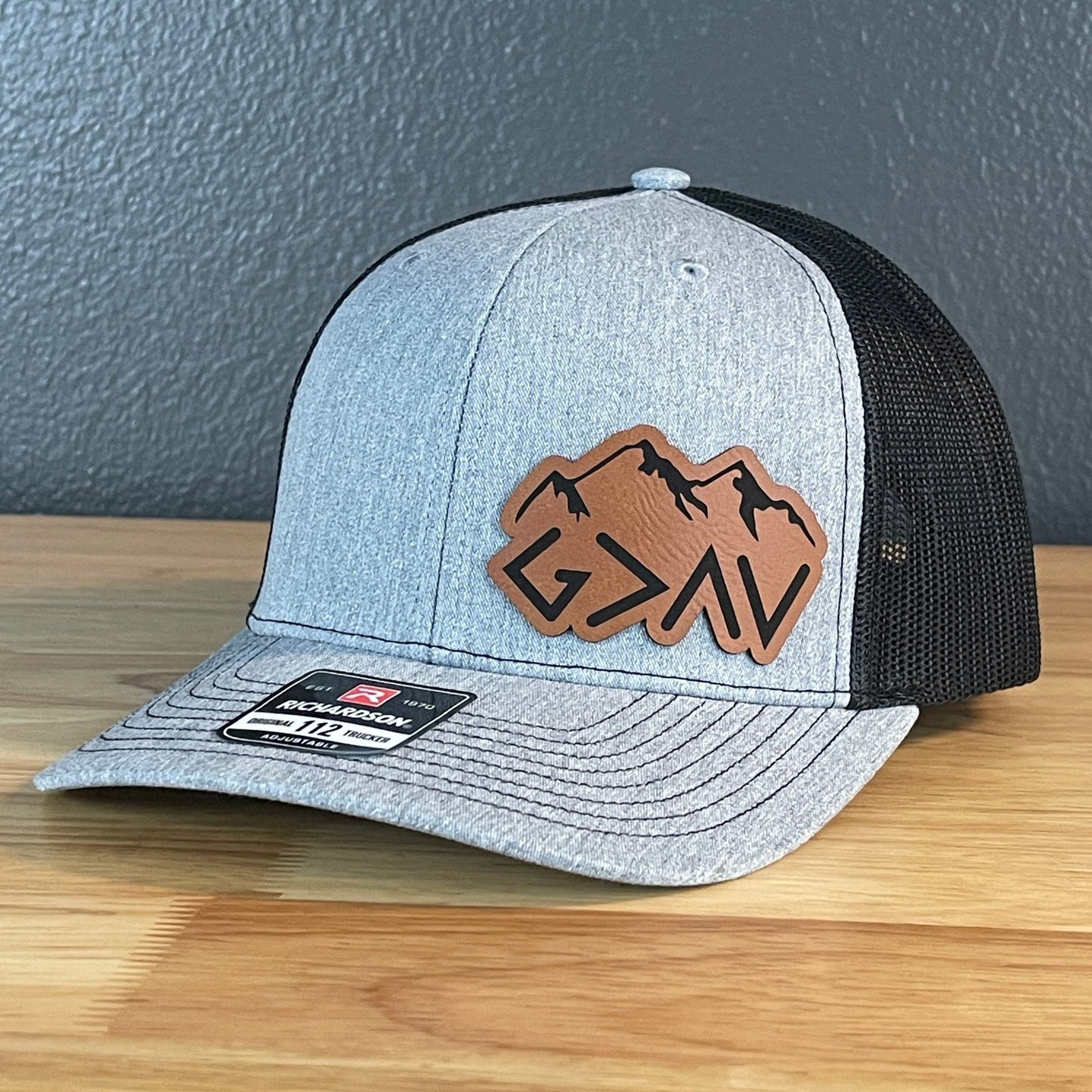 God Is Greater Than The Highs And Lows Christian SnapBack Leather Patch Hat Side Outline - Hollow Point Society - Patch Hat