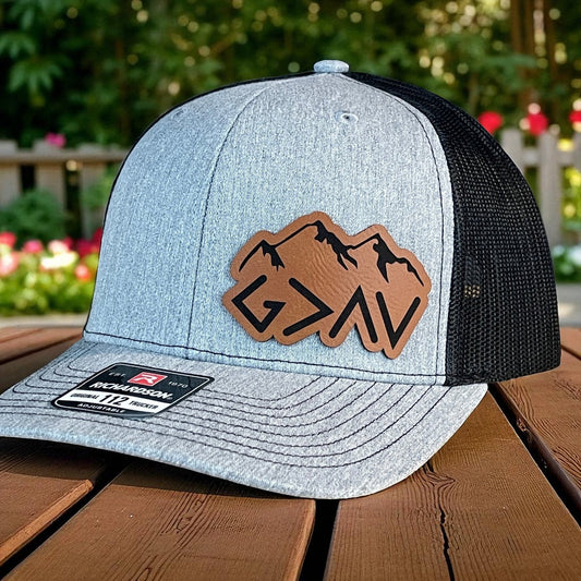 God Is Greater Than The Highs And Lows Christian SnapBack Leather Patch Hat Side Outline - Hollow Point Society - Patch Hat
