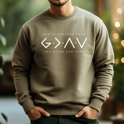 God Is Greater Than The Highs And Lows Men's Christian Sweatshirt - Hollow Point Society - Sweater