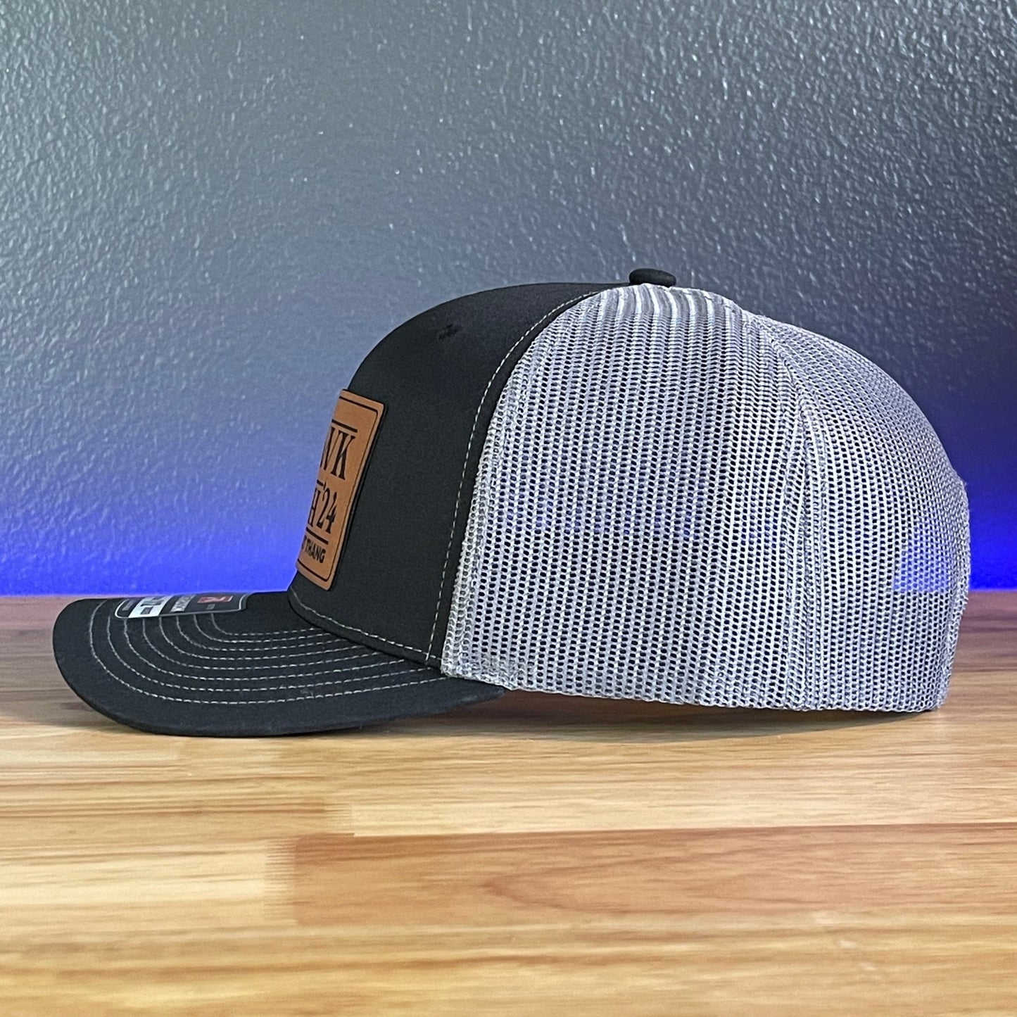 Hawk Tuah Spit On That Thang Viral Leather Patch Hat Black/Charcoal - Hollow Point Society - Patch Hat