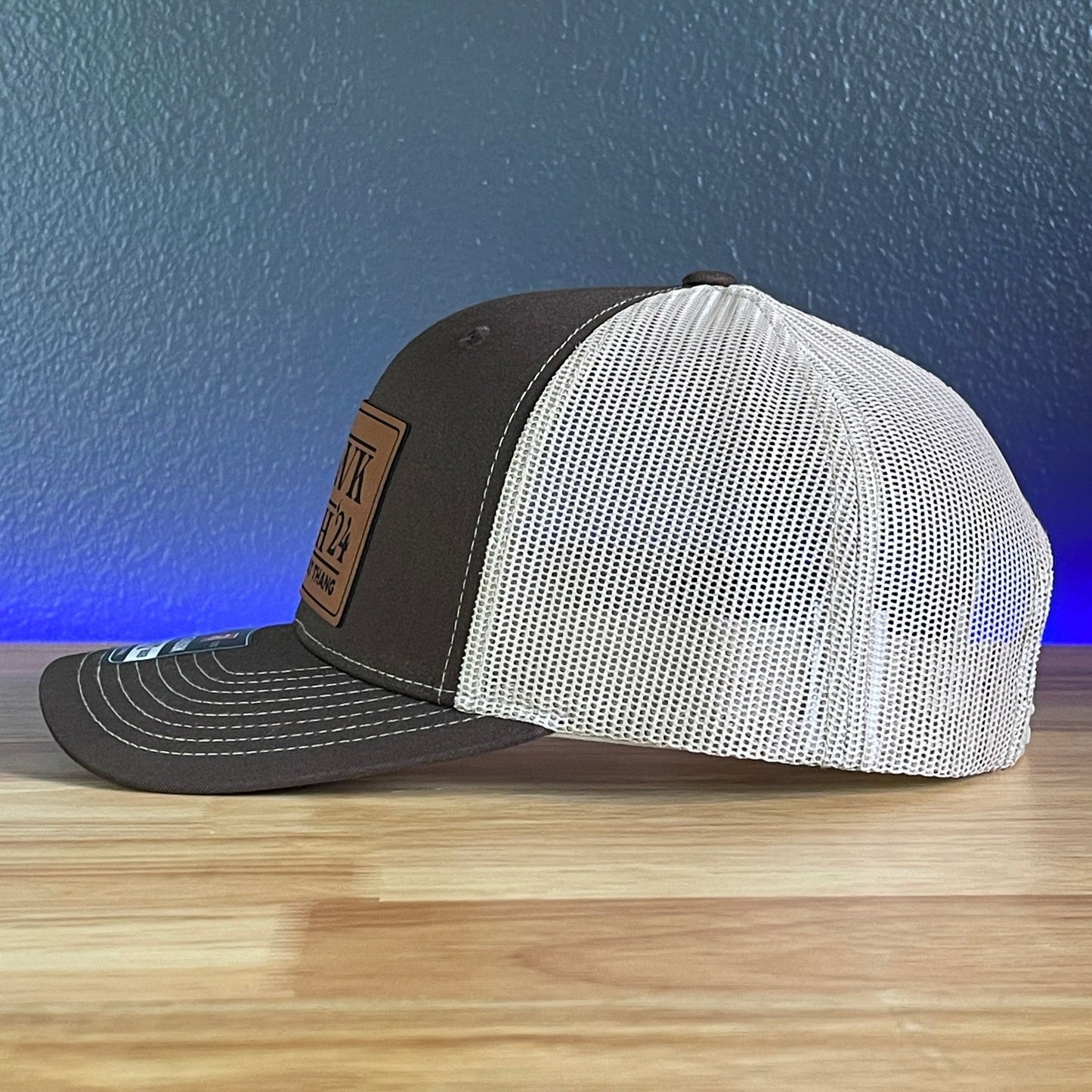 Hawk Tuah Spit On That Thang Viral Leather Patch Hat Brown/Khaki - Hollow Point Society - Patch Hat