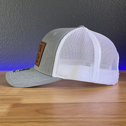 Hawk Tuah Spit On That Thang Viral Leather Patch Hat Grey/White - Hollow Point Society - Patch Hat