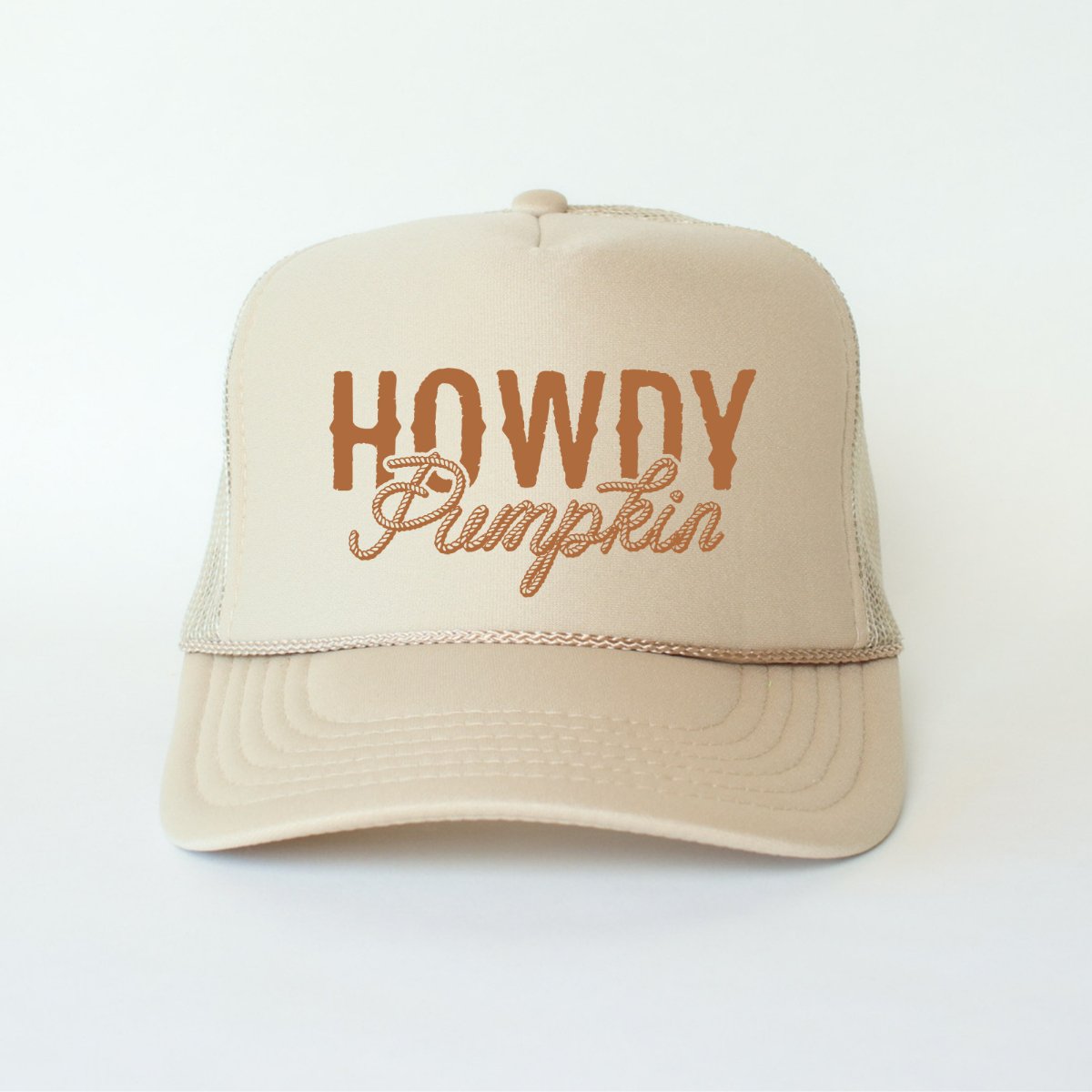 Howdy Pumpkin Classic Foam Trucker Hat Khaki - Hollow Point Society - Trucker Hat