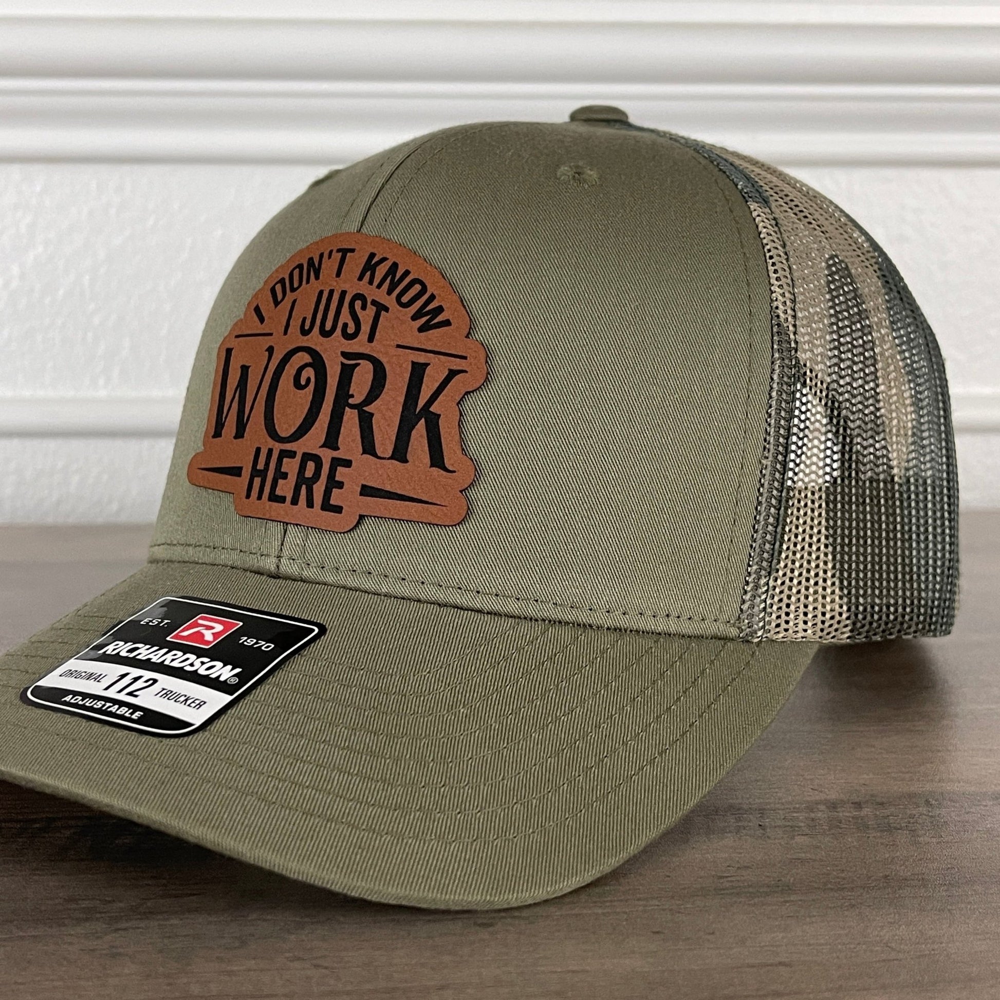 I Don't Know I Just Work Here Funny Leather Patch Hat Green/Camo - Hollow Point Society - Patch Hat