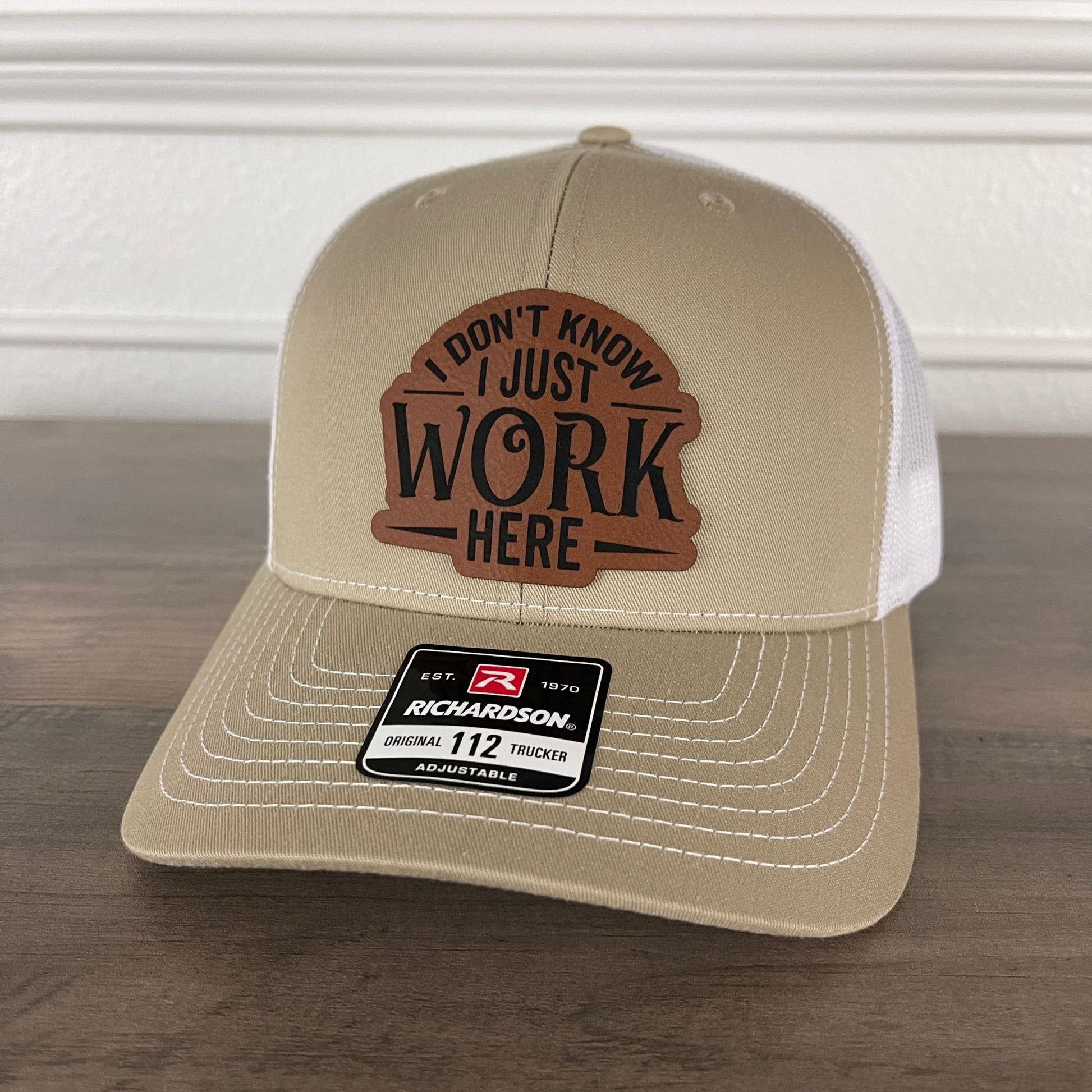 I Don’t Know, I Just Work Here Leather Patch Hat Khaki - Hollow Point Society - Patch Hat