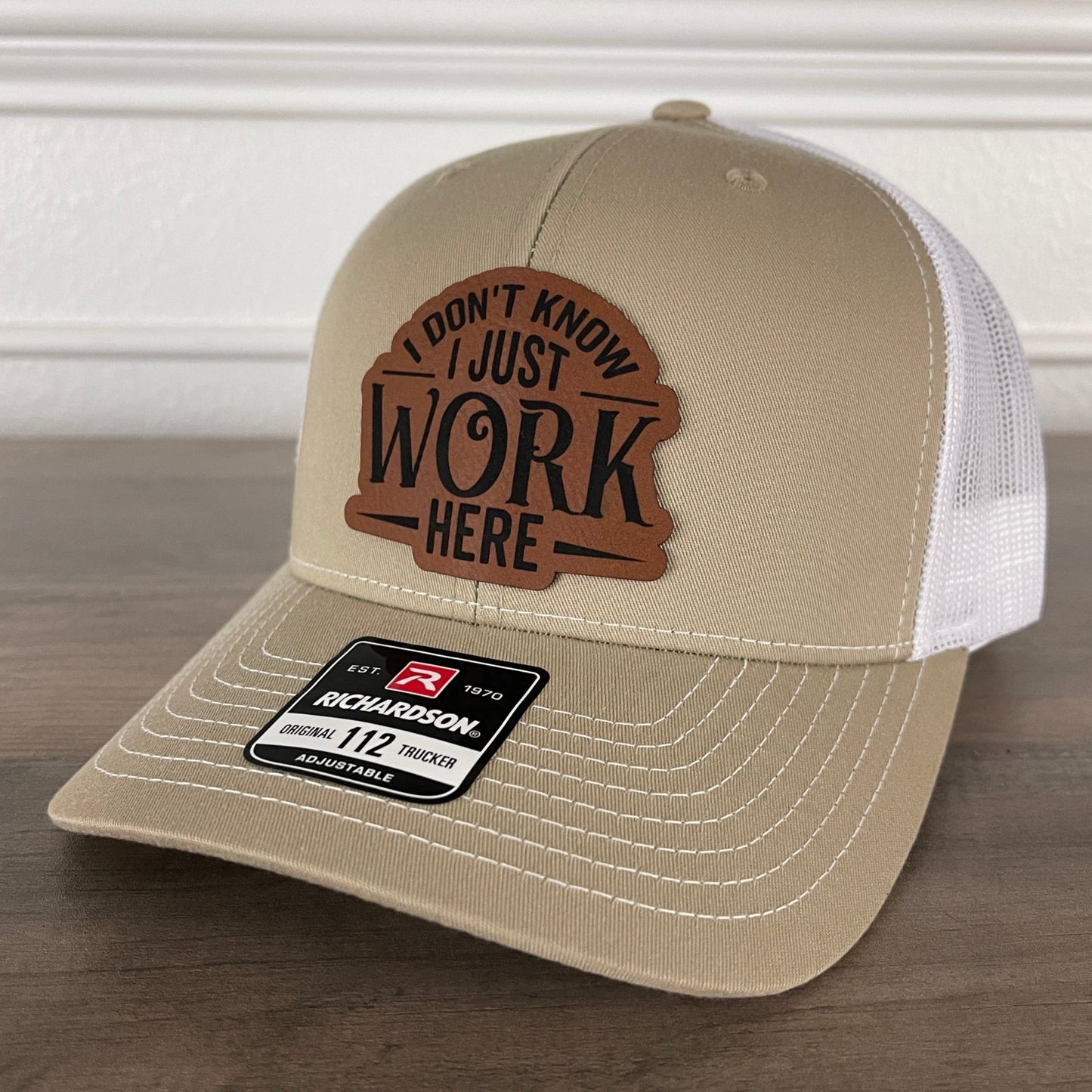 I Don’t Know, I Just Work Here Leather Patch Hat Khaki - Hollow Point Society - Patch Hat