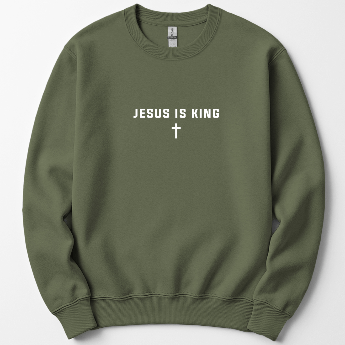 Jesus is King Cross Christian Faith Gildan Sweatshirt - Hollow Point Society - Sweater