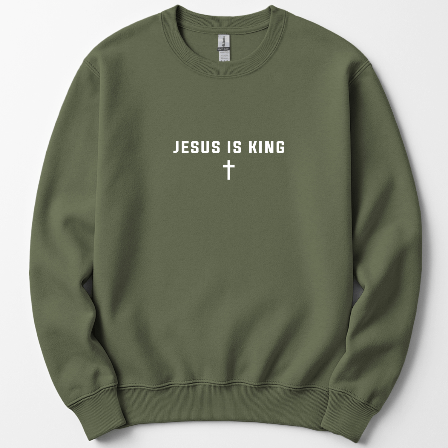 Jesus is King Cross Christian Faith Gildan Sweatshirt - Hollow Point Society - Sweater