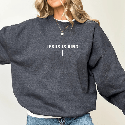 Jesus is King Cross Christian Faith Gildan Sweatshirt - Hollow Point Society - Sweater