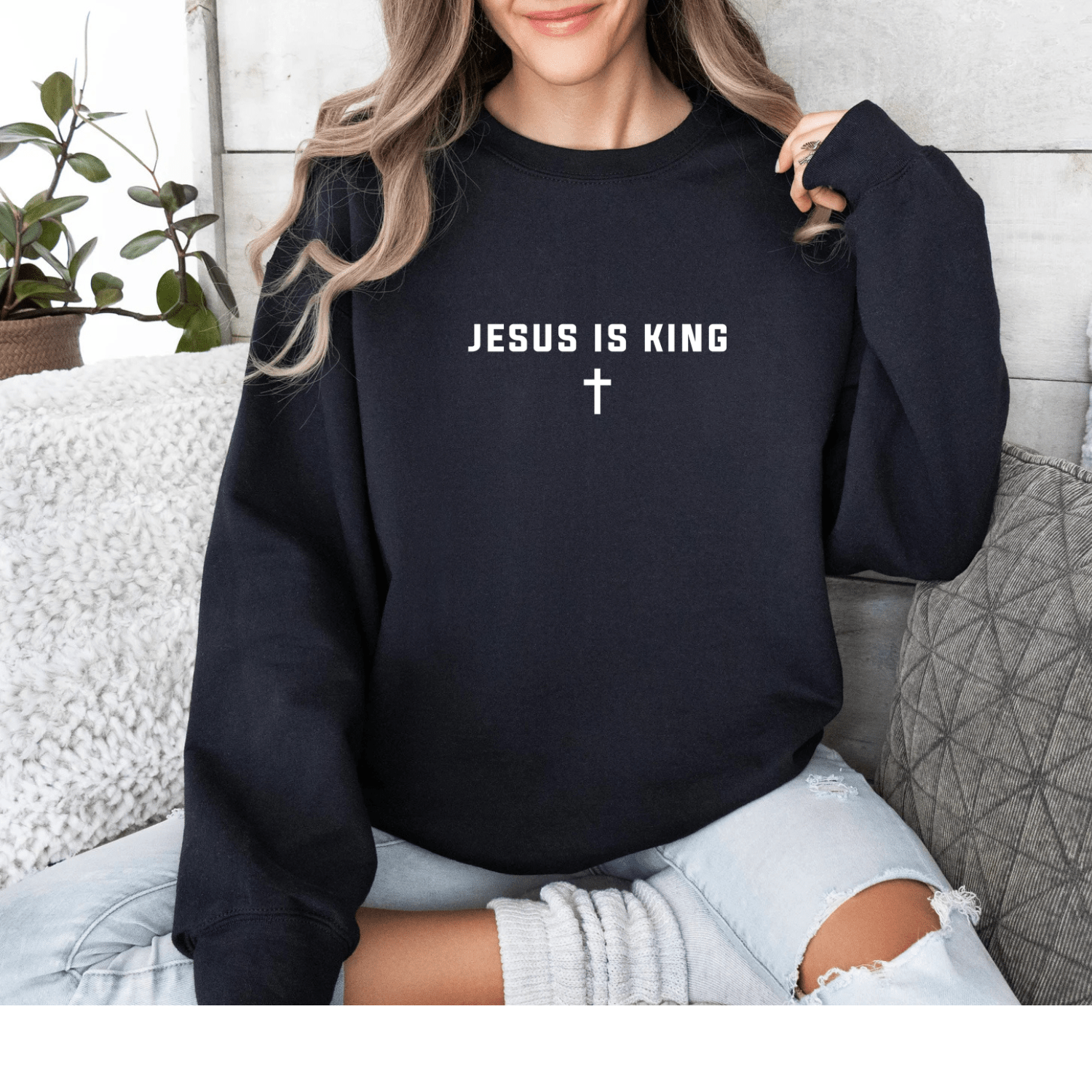 Jesus is King Cross Christian Faith Gildan Sweatshirt - Hollow Point Society - Sweater