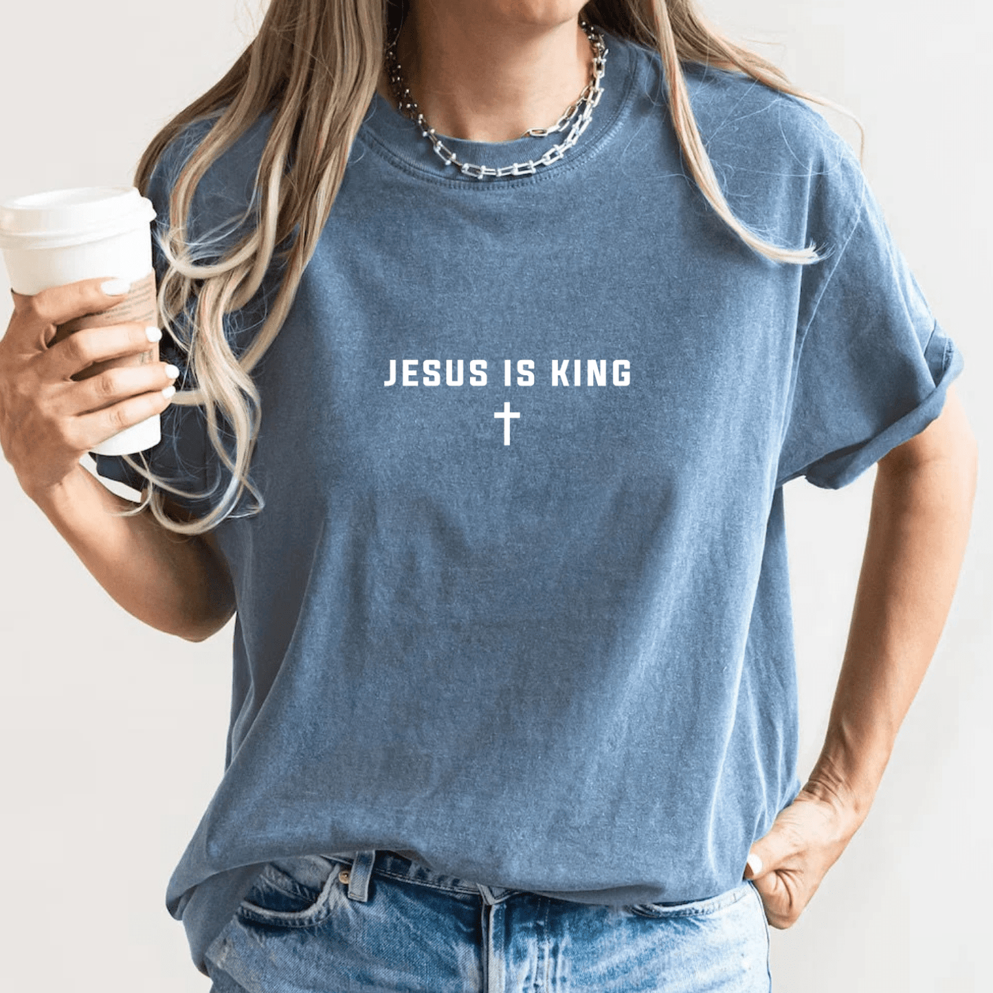 Jesus Is King Cross Christian Faith Graphic T-Shirt - Hollow Point Society - T-Shirt