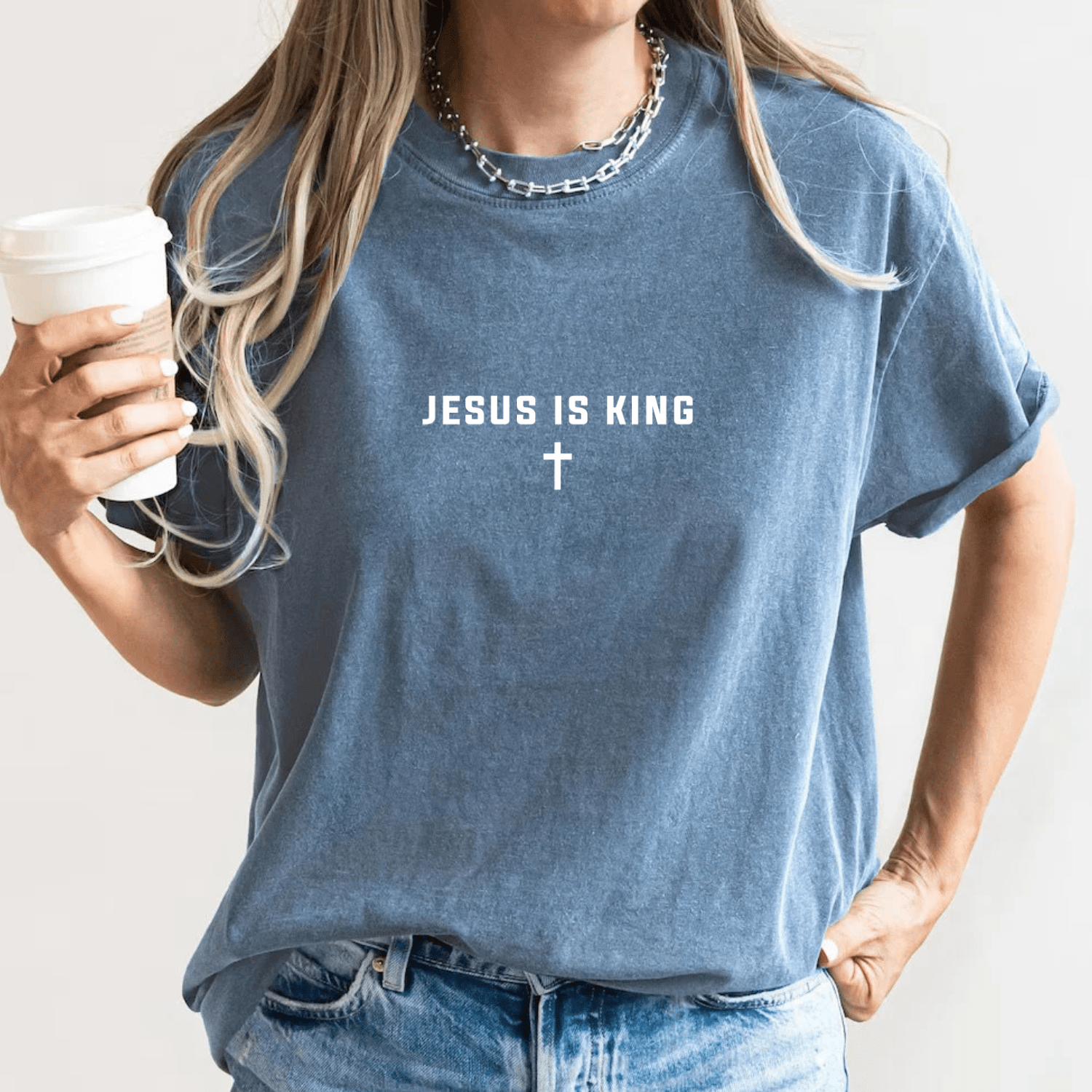 Jesus Is King Cross Christian Faith Graphic T-Shirt - Hollow Point Society - T-Shirt