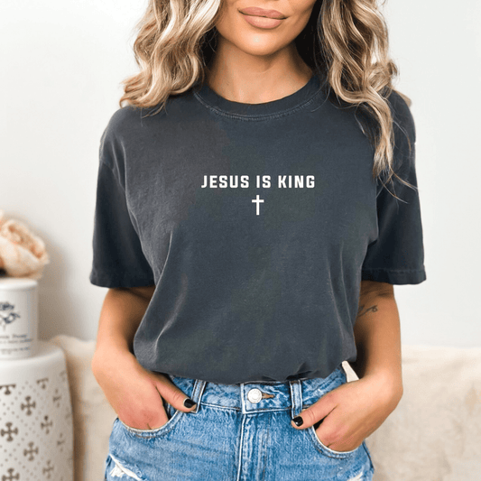 Jesus Is King Cross Christian Faith Graphic T-Shirt - Hollow Point Society - T-Shirt