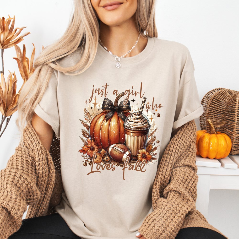 Just a Girl Who Loves Fall Ladies Football Shirt (5 colors) - Hollow Point Society - T-Shirt