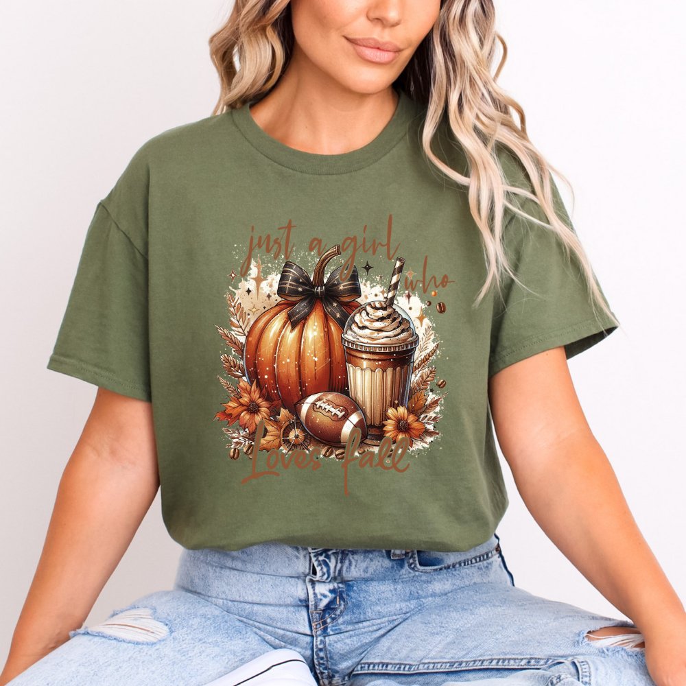 Just a Girl Who Loves Fall Ladies Football Shirt (5 colors) - Hollow Point Society - T-Shirt