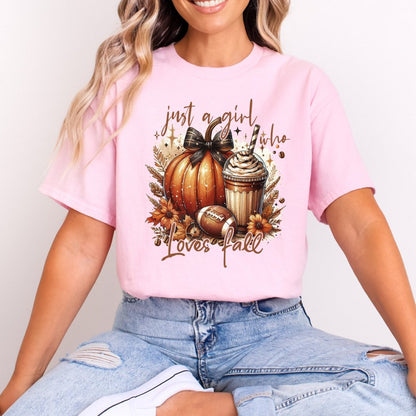 Just a Girl Who Loves Fall Ladies Football Shirt (5 colors) - Hollow Point Society - T-Shirt