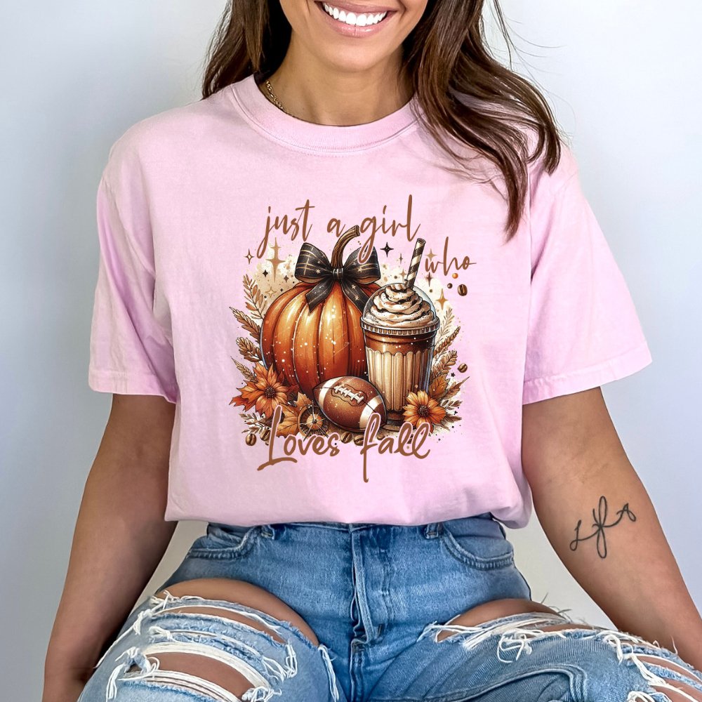 Just a Girl Who Loves Fall Ladies Football Shirt (5 colors) - Hollow Point Society - T-Shirt