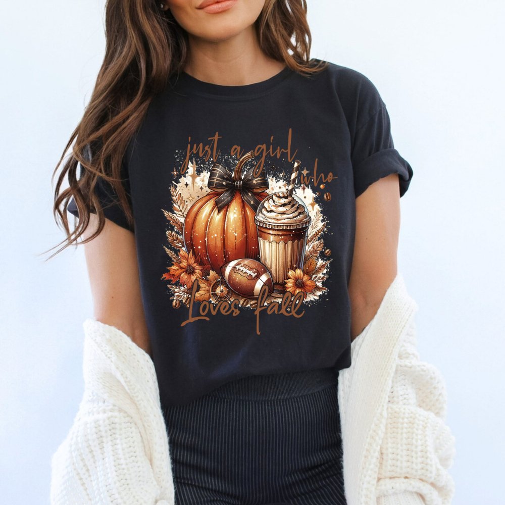 Just a Girl Who Loves Fall Ladies Football Shirt (5 colors) - Hollow Point Society - T-Shirt