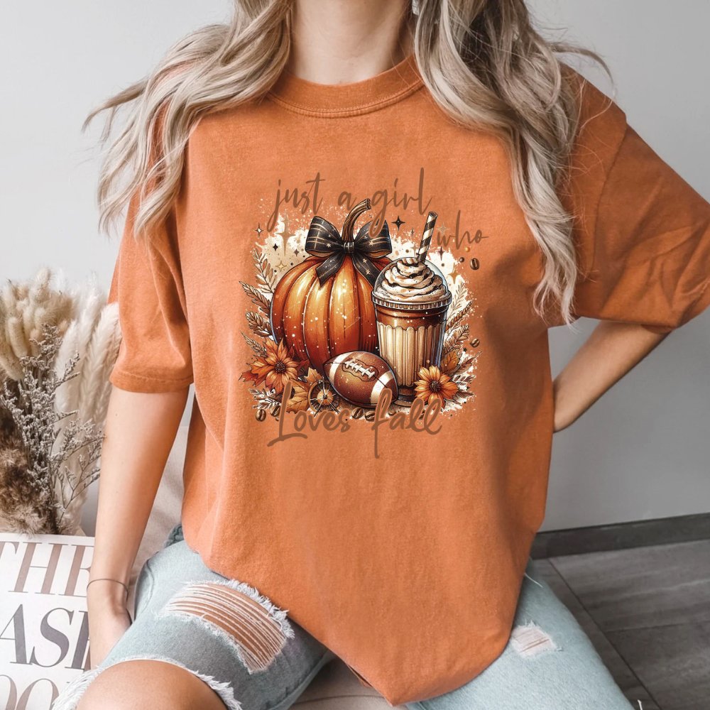 Just a Girl Who Loves Fall Ladies Football Shirt (5 colors) - Hollow Point Society - T-Shirt