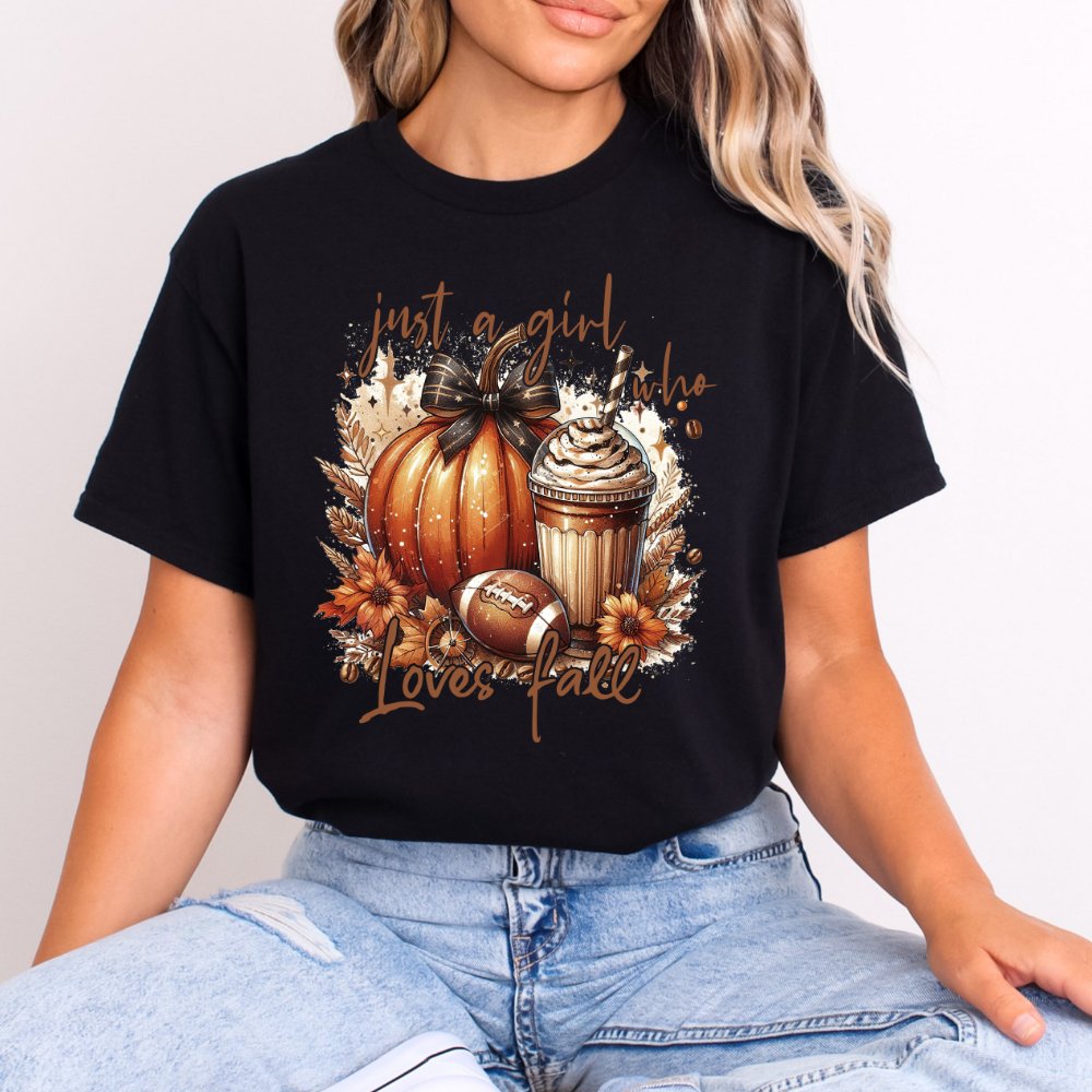 Just a Girl Who Loves Fall Ladies Football Shirt (5 colors) - Hollow Point Society - T-Shirt