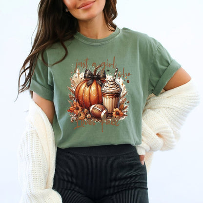 Just a Girl Who Loves Fall Ladies Football Shirt (5 colors) - Hollow Point Society - T-Shirt