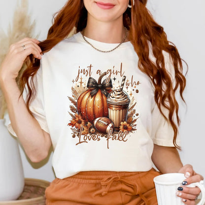 Just a Girl Who Loves Fall Ladies Football Shirt (5 colors) - Hollow Point Society - T-Shirt