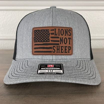 Lions Not Sheep American Flag Patriotic Leather Patch Hat - Hollow Point Society - Patch Hat