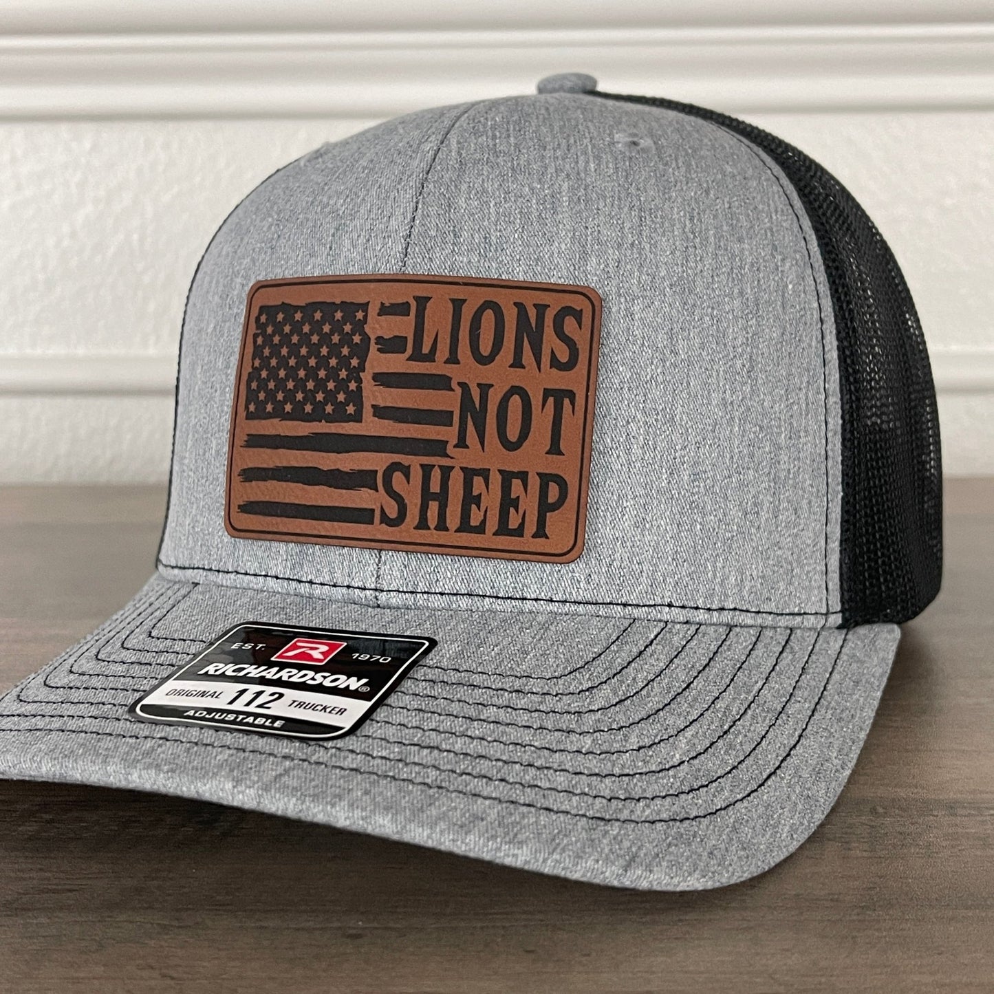 Lions Not Sheep American Flag Patriotic Leather Patch Hat - Hollow Point Society - Patch Hat