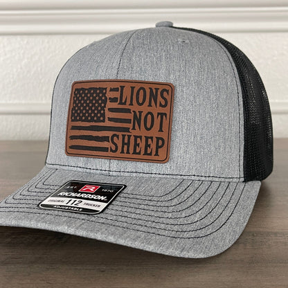 Lions Not Sheep American Flag Patriotic Leather Patch Hat - Hollow Point Society - Patch Hat