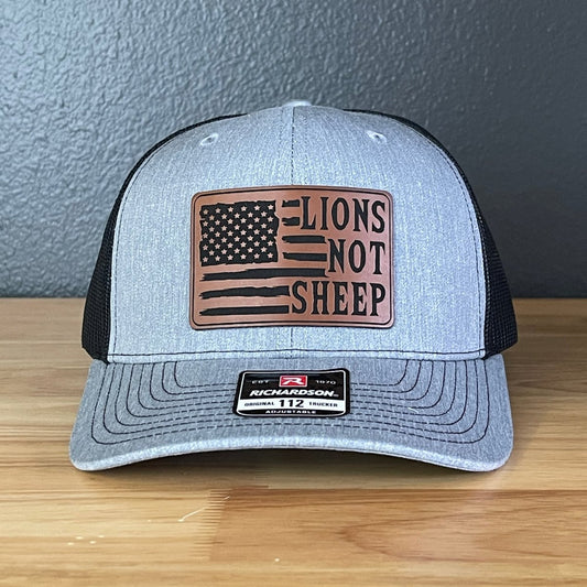 Lions Not Sheep American Flag Patriotic Leather Patch Hat - Hollow Point Society - Patch Hat
