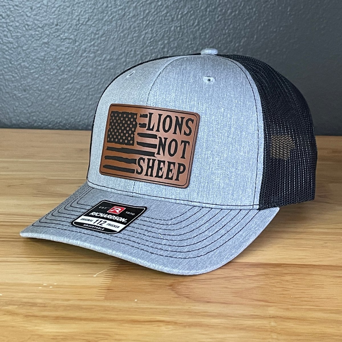 Lions Not Sheep American Flag Patriotic Leather Patch Hat - Hollow Point Society - Patch Hat
