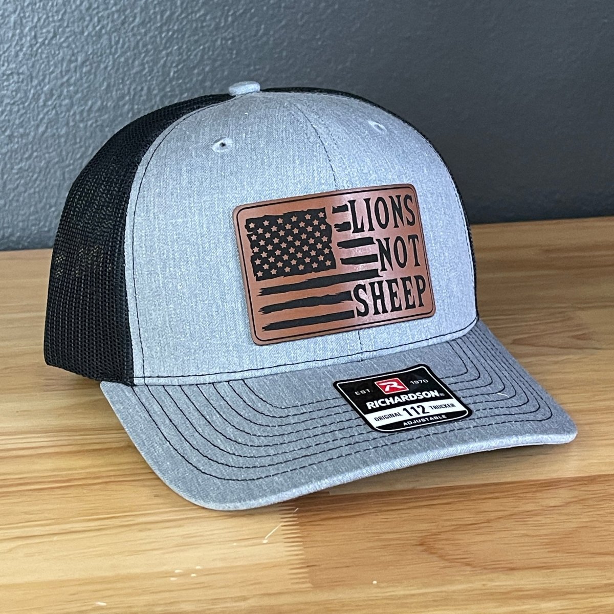 Lions Not Sheep American Flag Patriotic Leather Patch Hat - Hollow Point Society - Patch Hat