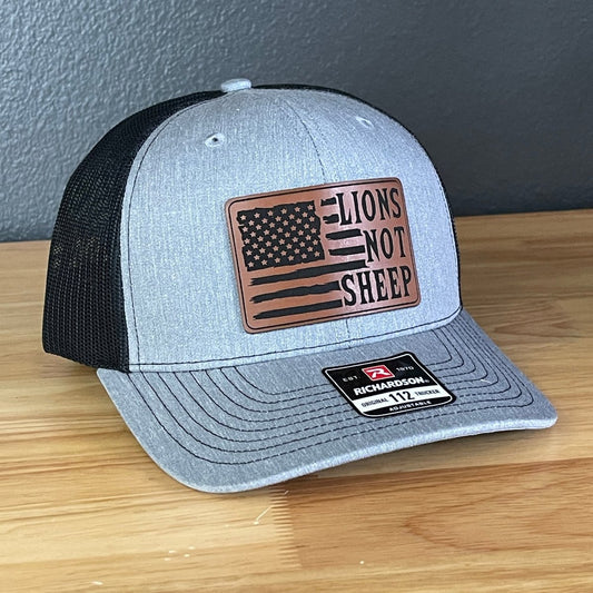 Lions Not Sheep American Flag Patriotic Leather Patch Hat - Hollow Point Society - Patch Hat