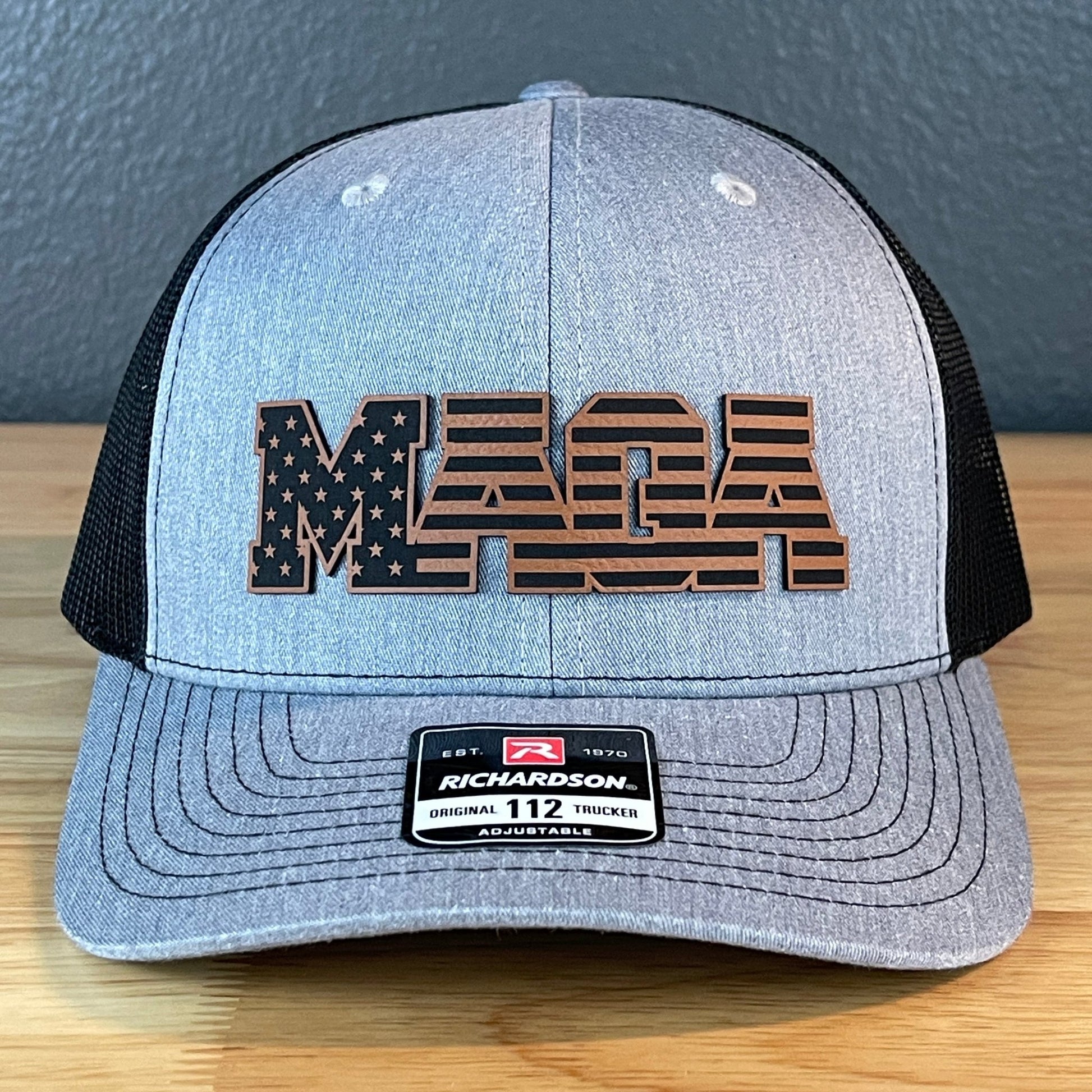 MAGA American Flag Patriotic Leather Patch SnapBack Trucker Hat Rawhide - Hollow Point Society - Patch Hat