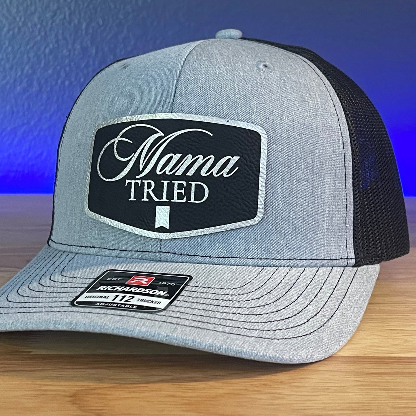 MAMA TRIED Funny Leather Patch Hat Black/Silver - Hollow Point Society - Patch Hat