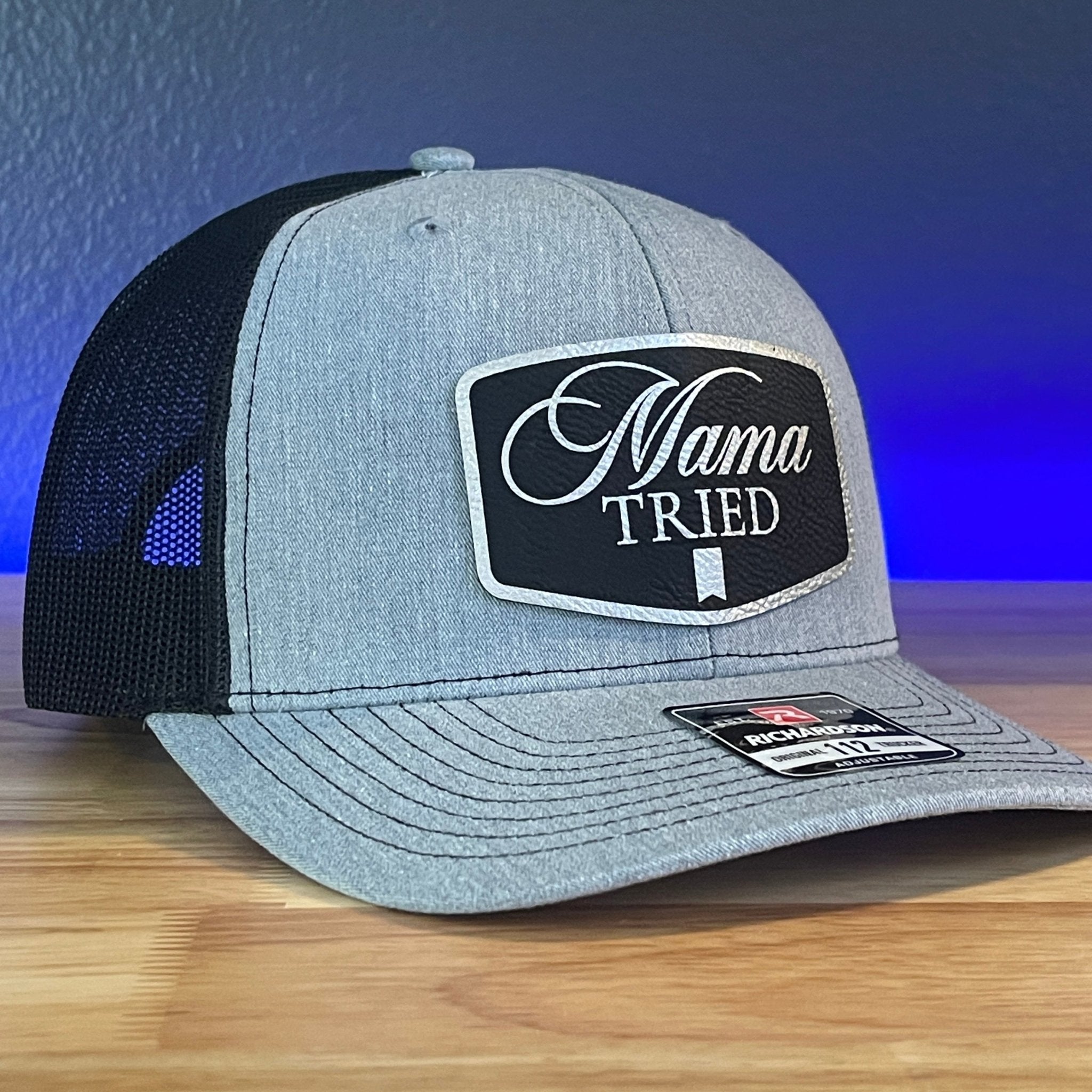 RHY♡mama MAMA TRIED Funny Richardson Leather Patch Hat Black/Silver