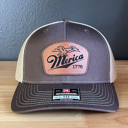 Merica 1776 Eagle Patriotic Leather Patch Hat - Hollow Point Society - Patch Hat