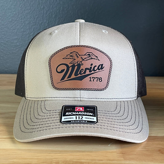 Merica 1776 Eagle Patriotic Leather Patch Hat - Hollow Point Society - Patch Hat