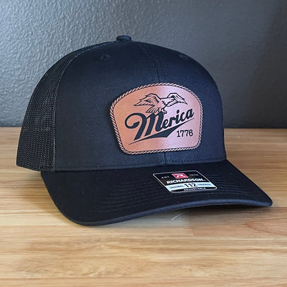 Merica 1776 Eagle Patriotic Leather Patch Hat - Hollow Point Society - Patch Hat