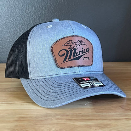 Merica 1776 Eagle Patriotic Leather Patch Hat - Hollow Point Society - Patch Hat