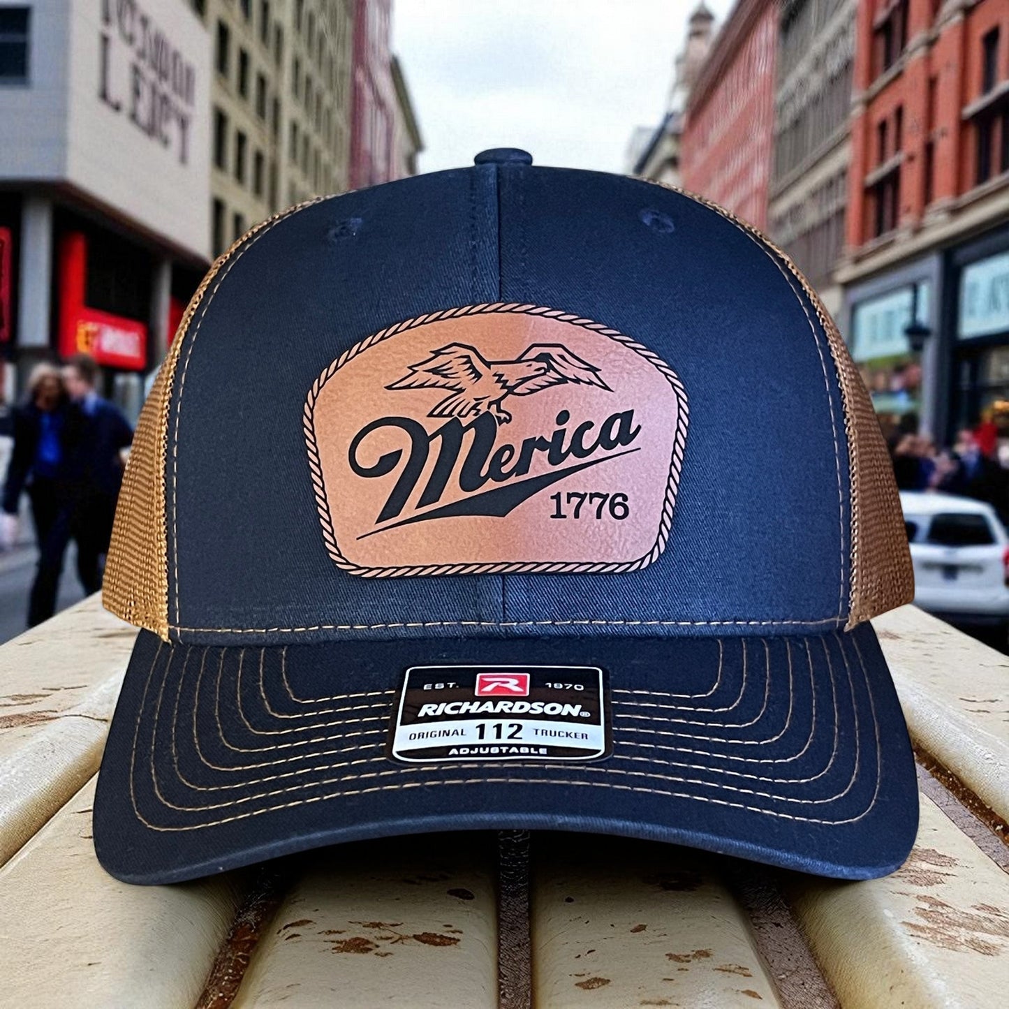Merica 1776 Eagle Patriotic Leather Patch Hat - Hollow Point Society - Patch Hat