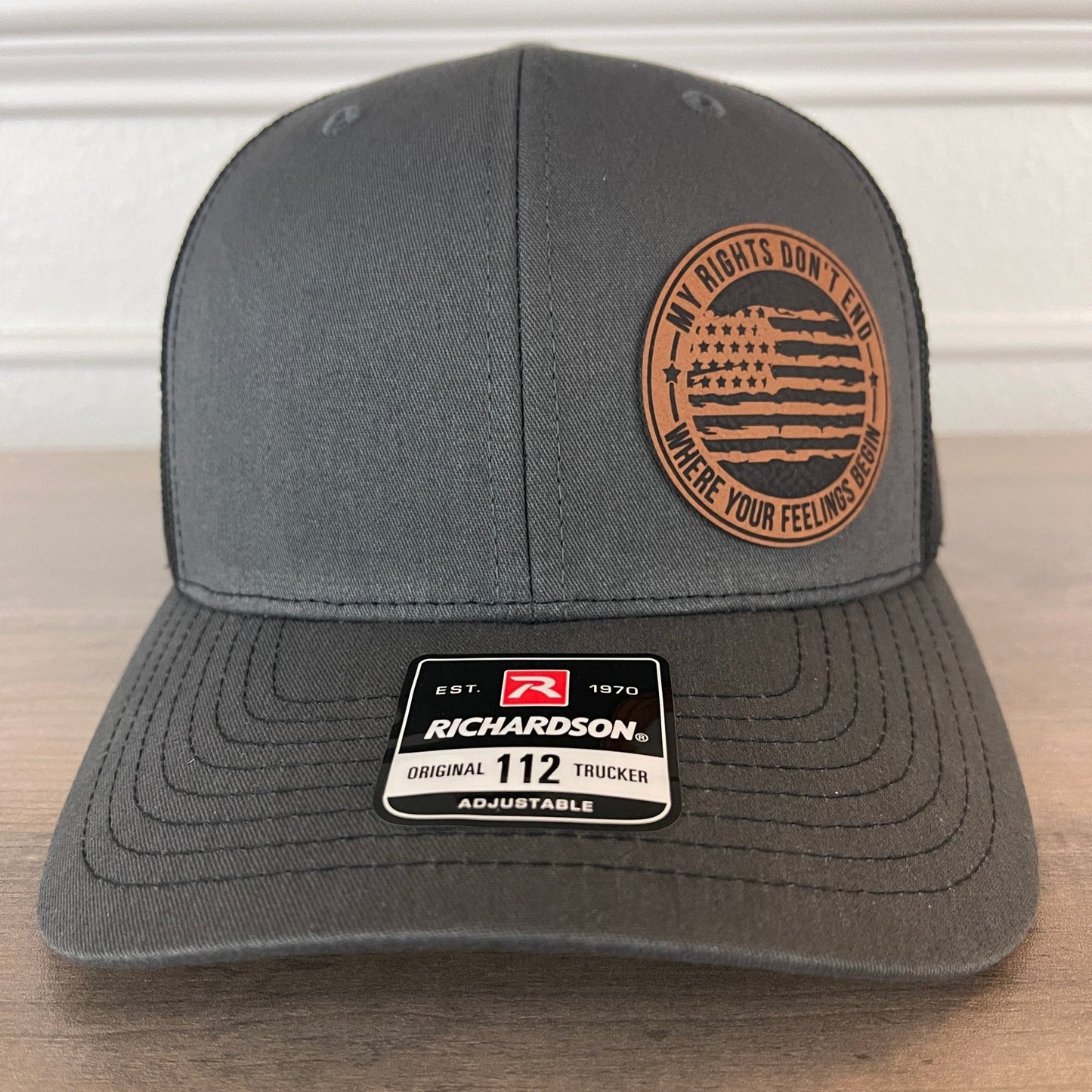 My Rights Don't End Where Your Feelings Begin Leather Patch Hat Charcoal - Hollow Point Society - Patch Hat