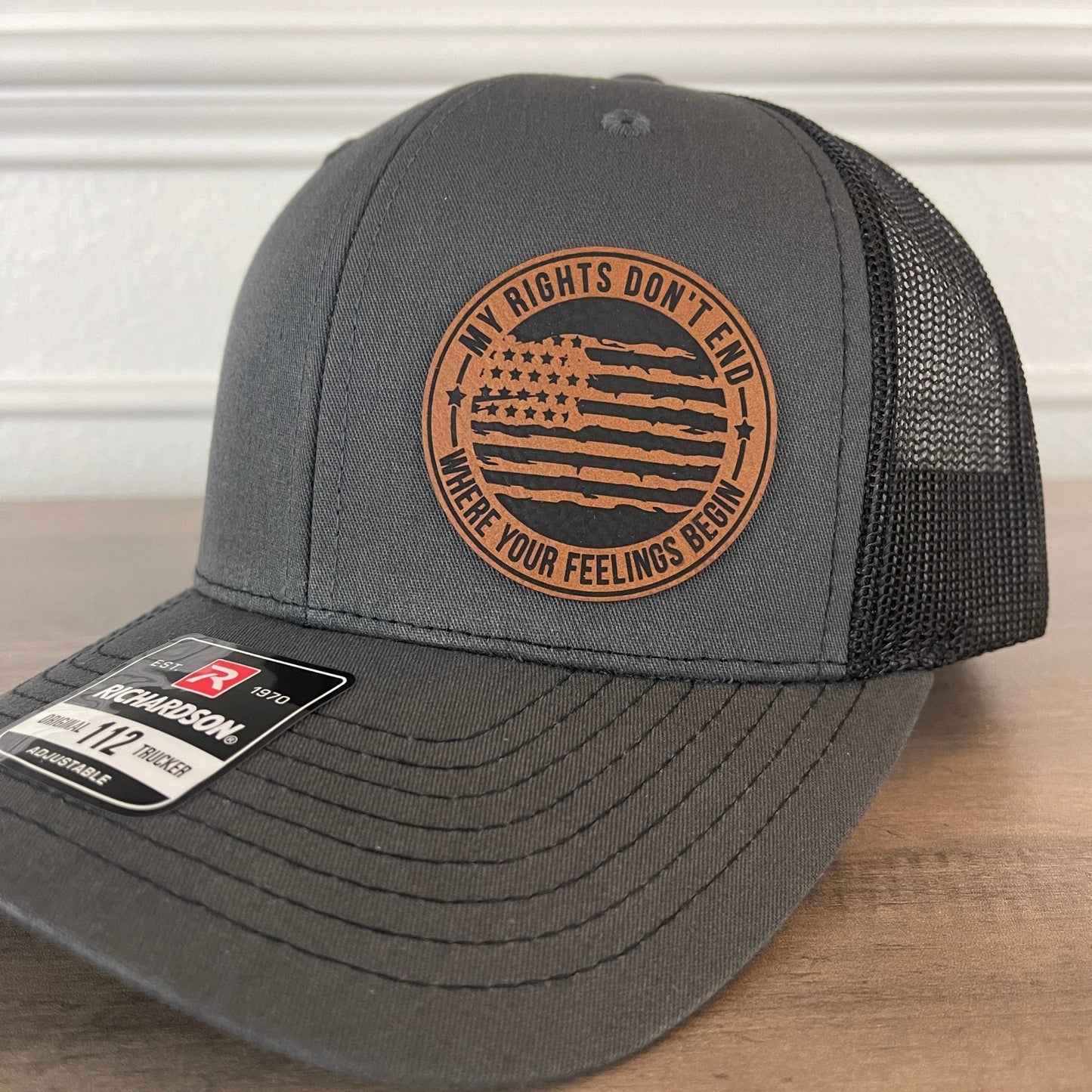 My Rights Don't End Where Your Feelings Begin Leather Patch Hat Charcoal - Hollow Point Society - Patch Hat