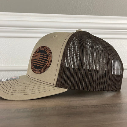 My Rights Don't End Where Your Feelings Begin Leather Patch Hat Khaki/Brown - Hollow Point Society - Patch Hat