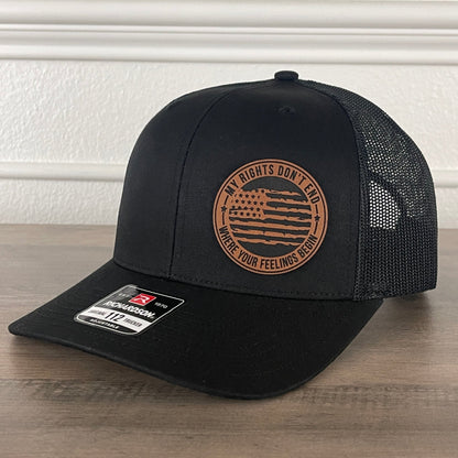 My Rights Don't End Where Your Feelings Begin Side Leather Patch Hat Black - Hollow Point Society - Patch Hat