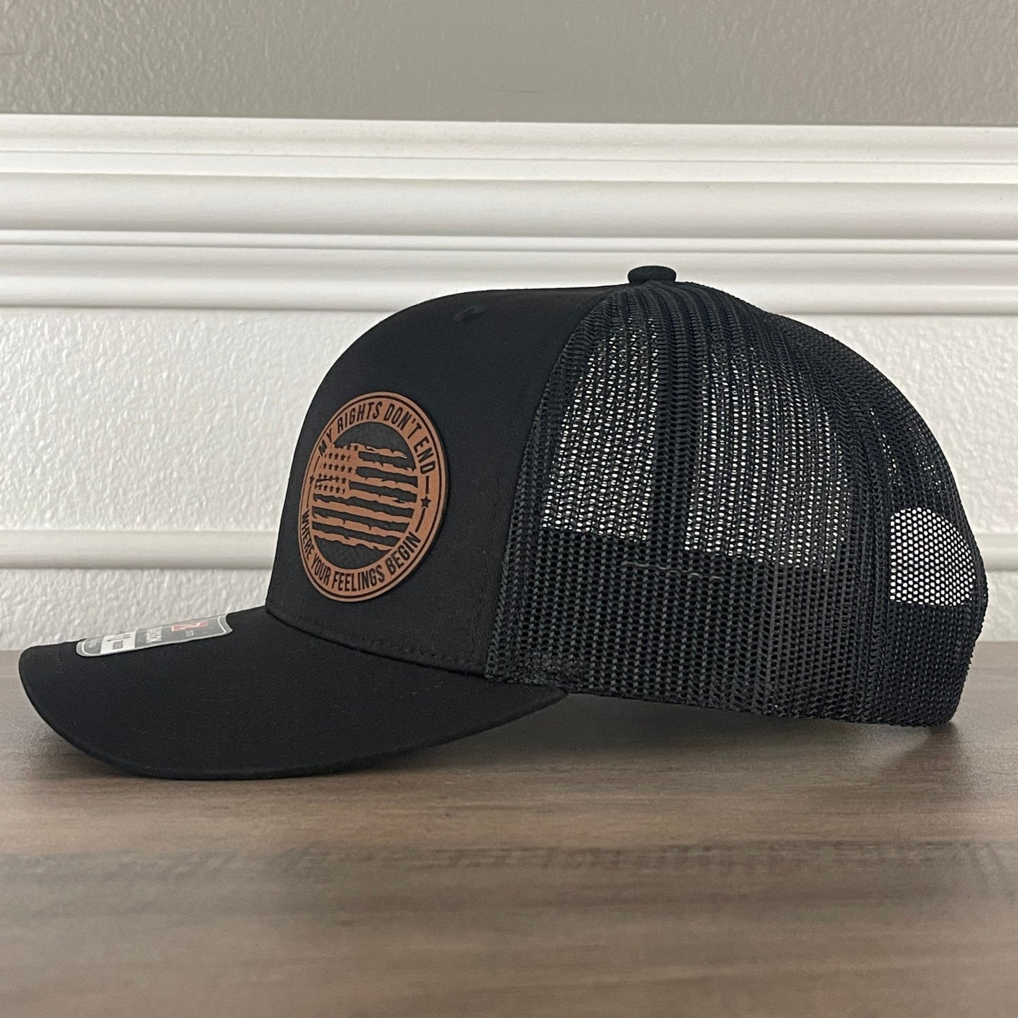 My Rights Don't End Where Your Feelings Begin Side Leather Patch Hat Black - Hollow Point Society - Patch Hat