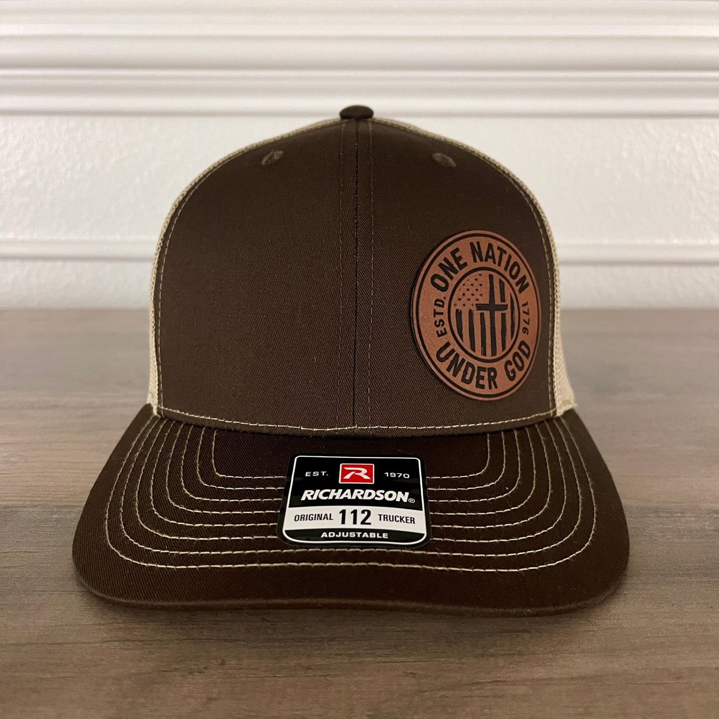 One Nation Under God Side Leather Patch Hat Brown - Hollow Point Society - Patch Hat