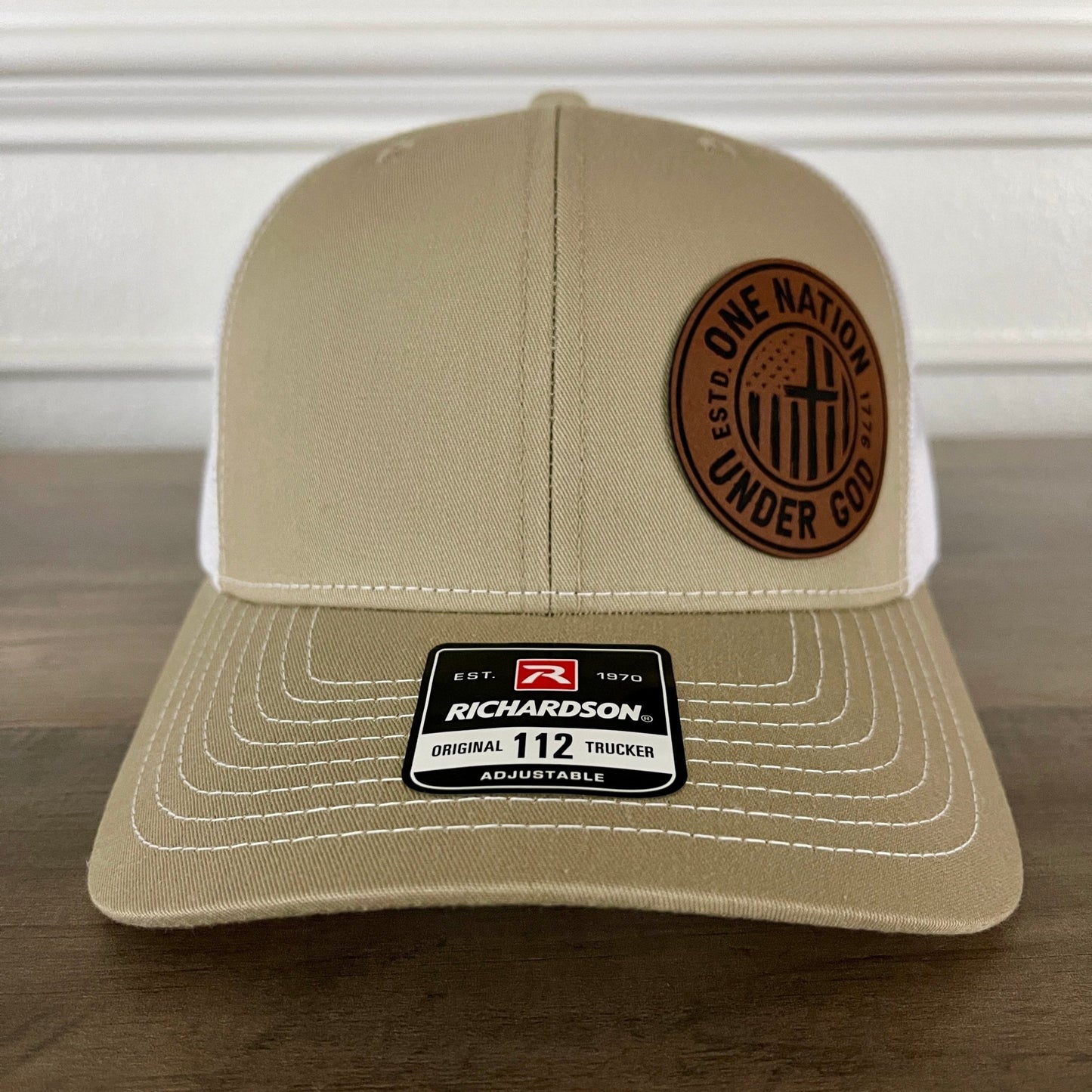 One Nation Under God Side Leather Patch Hat Khaki - Hollow Point Society - Patch Hat