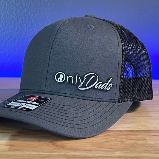 Only Dads Funny Leather Patch Hat Charcoal/Black - Hollow Point Society - Patch Hat