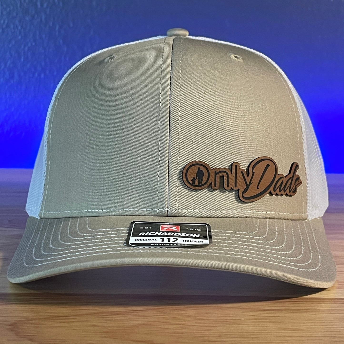 Only Dads Funny Side Leather Patch Hat Khaki/White - Hollow Point Society - Patch Hat